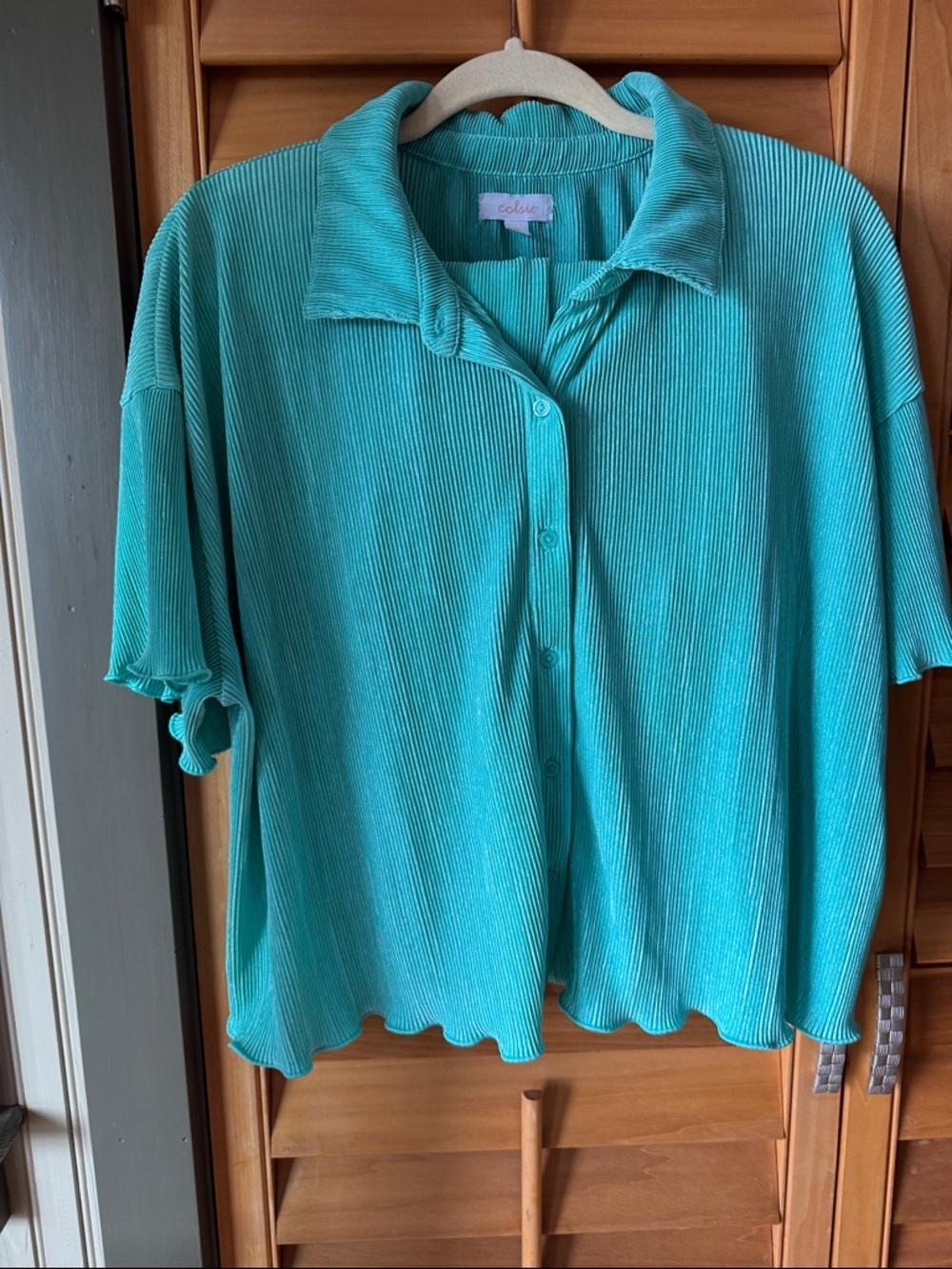 Colsie Teal Ribbed Short Sleeve Top & Shorts Pajama Set size XL